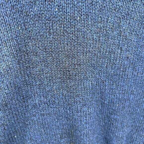 Vintage LL Bean Sweater Mens Large Blue Wool Nylon Shawl Collar Pullover USA 80s - Picture 4 of 11